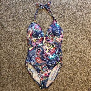 liz claiborne multi colored one piece swimsuit